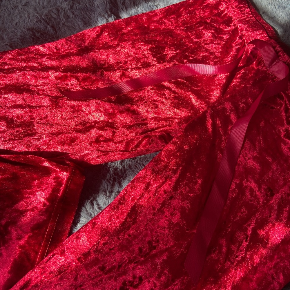 Red velvet pants